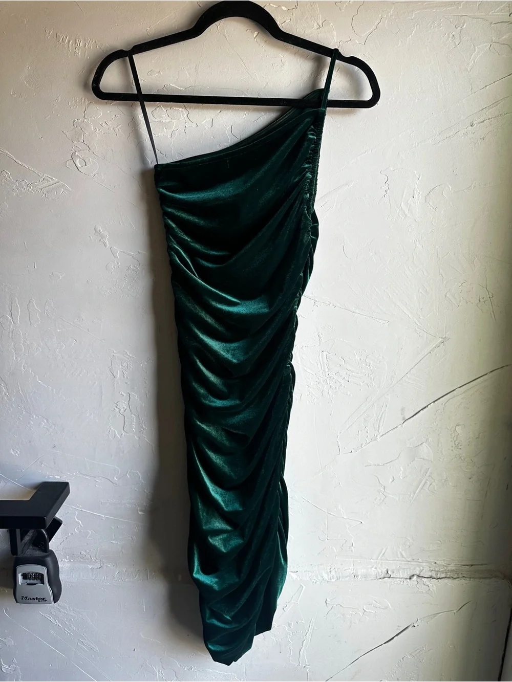 Lovers + Friends Milwood Midi Dress Emerald Velvet Ruched Y2K Party Sz S - Picture 3 of 14